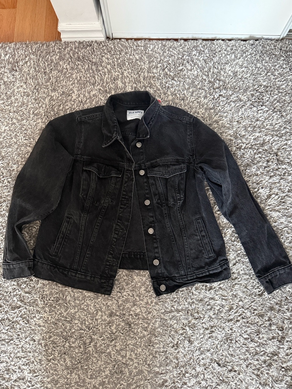 Old Navy Black Denim Trucker Jacket - Women's Button-Front Jean Jacket